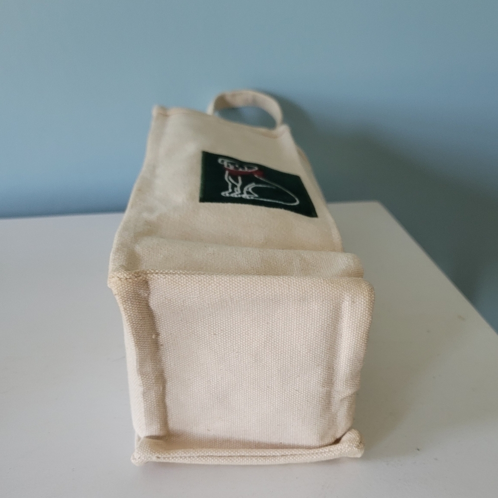 Canvas Wine Bottle Bag with Dog on it - Picture 2 of 3